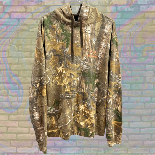 Vintage Realtree Camo Hoodie | Outdoor Camouflage Hunting Sweatshirt l Realtree Outdoors Pullover | Hunting Gear Apparel | Size Large