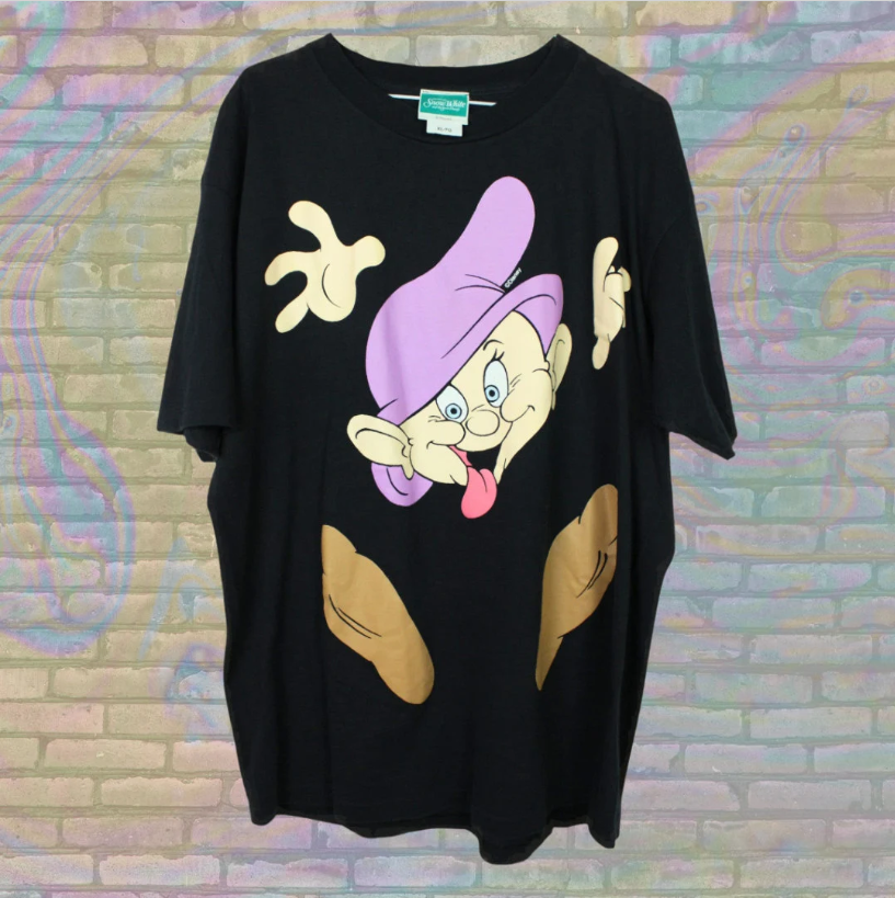 RARE Vintage 90s Disney Dopey All Over Print Surprise Made in USA T-shirt - Extra Large