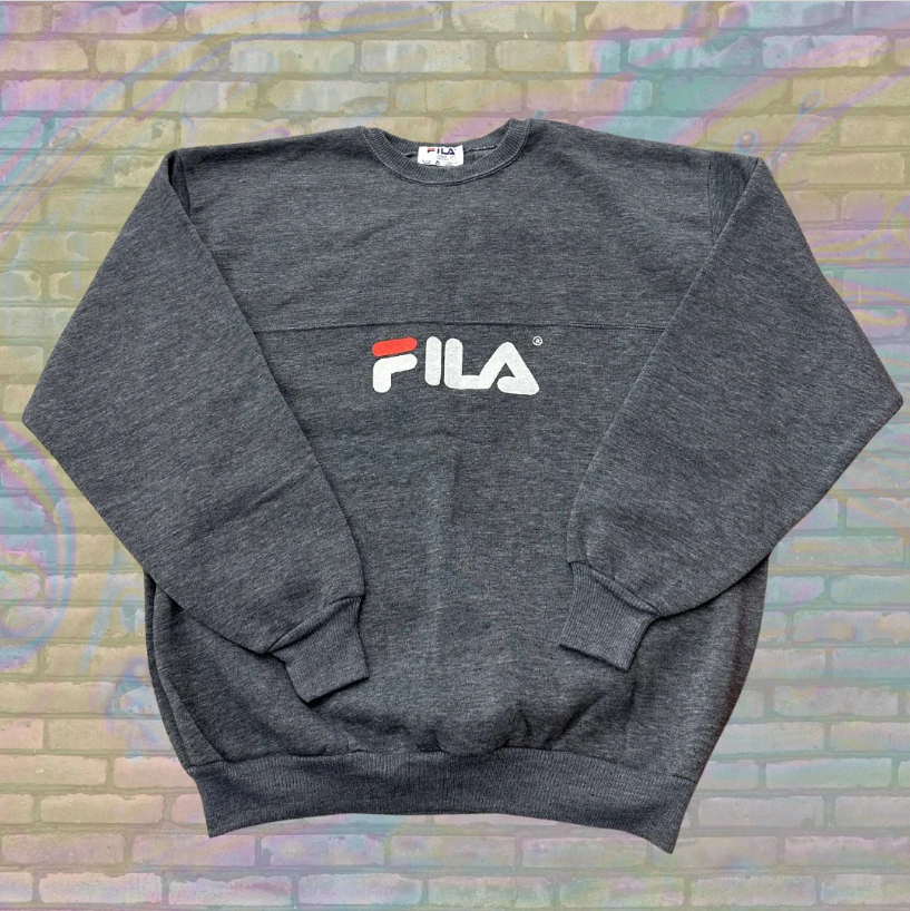 Rare NWOT Vintage 1970s FILA Logo Spellout Made in Italy Crewneck L