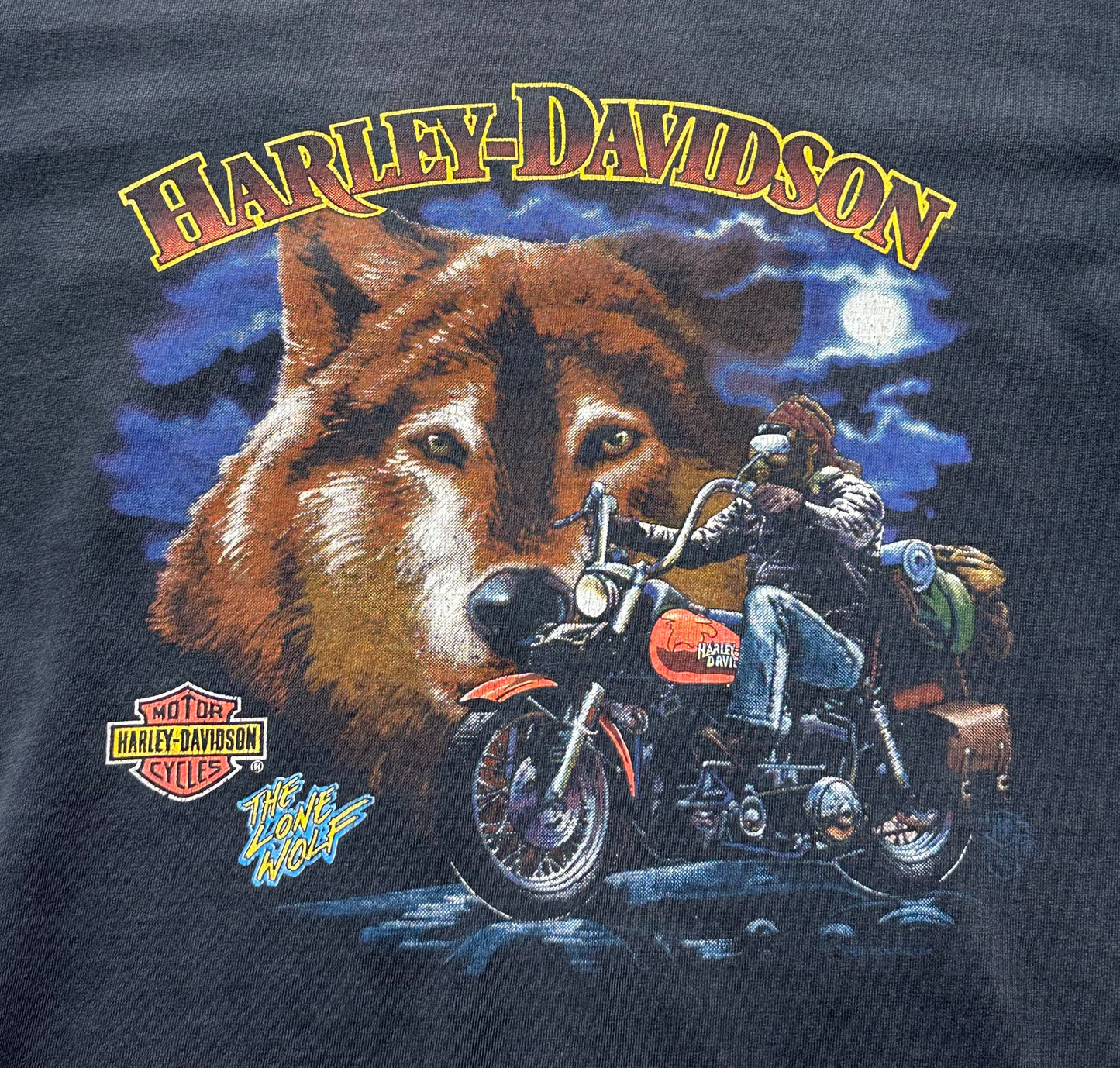 Vintage 1990s Harley Davidson Holoubek The Lone Wolf Massillon Ohio T-shirt - Small