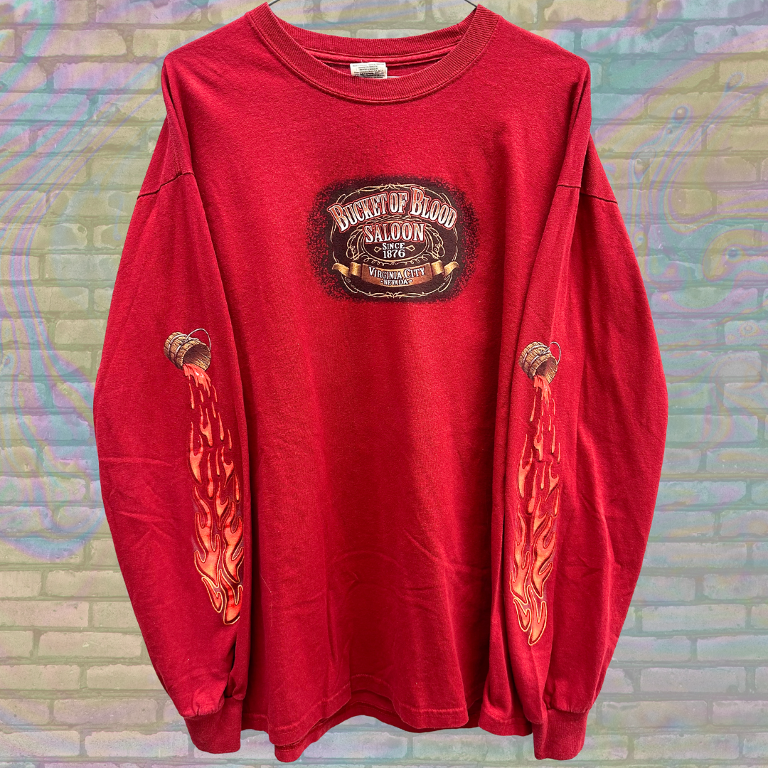 Retro Bucket of Blood Saloon Long Sleeve - Large