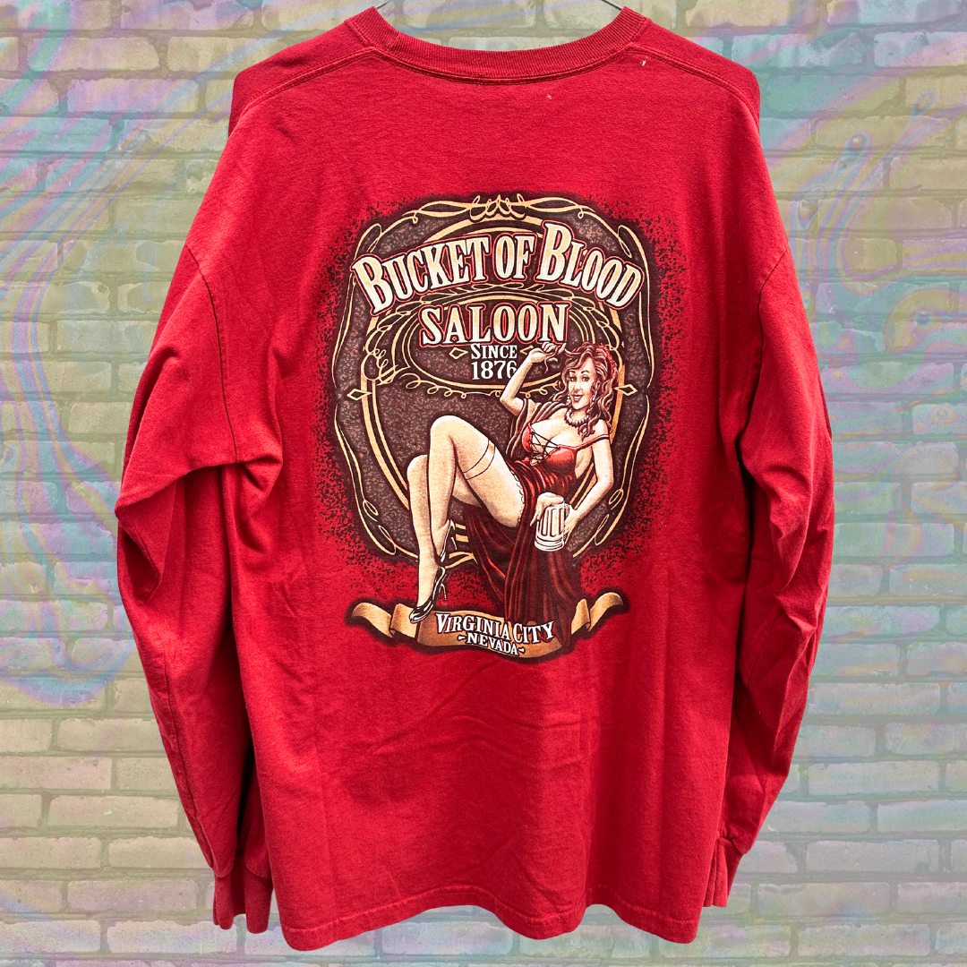 Retro Bucket of Blood Saloon Long Sleeve - Large