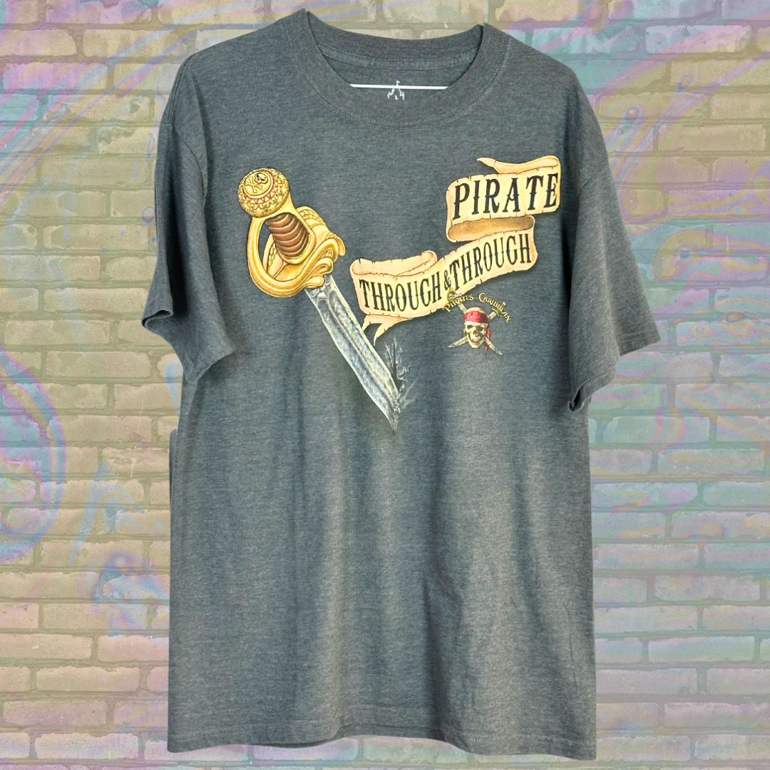 Retro Disney Pirate of The Caribbean Through and Through T-shirt - Large