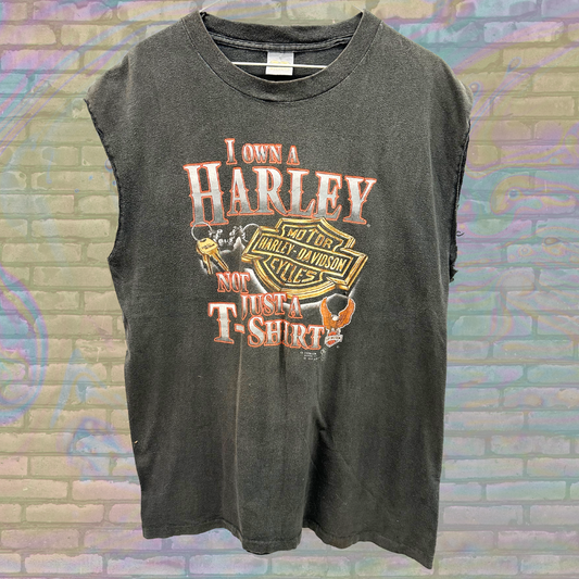 3D Emblem 1988 Harley Davidson Logo Eagle Cut Off Shirt Large