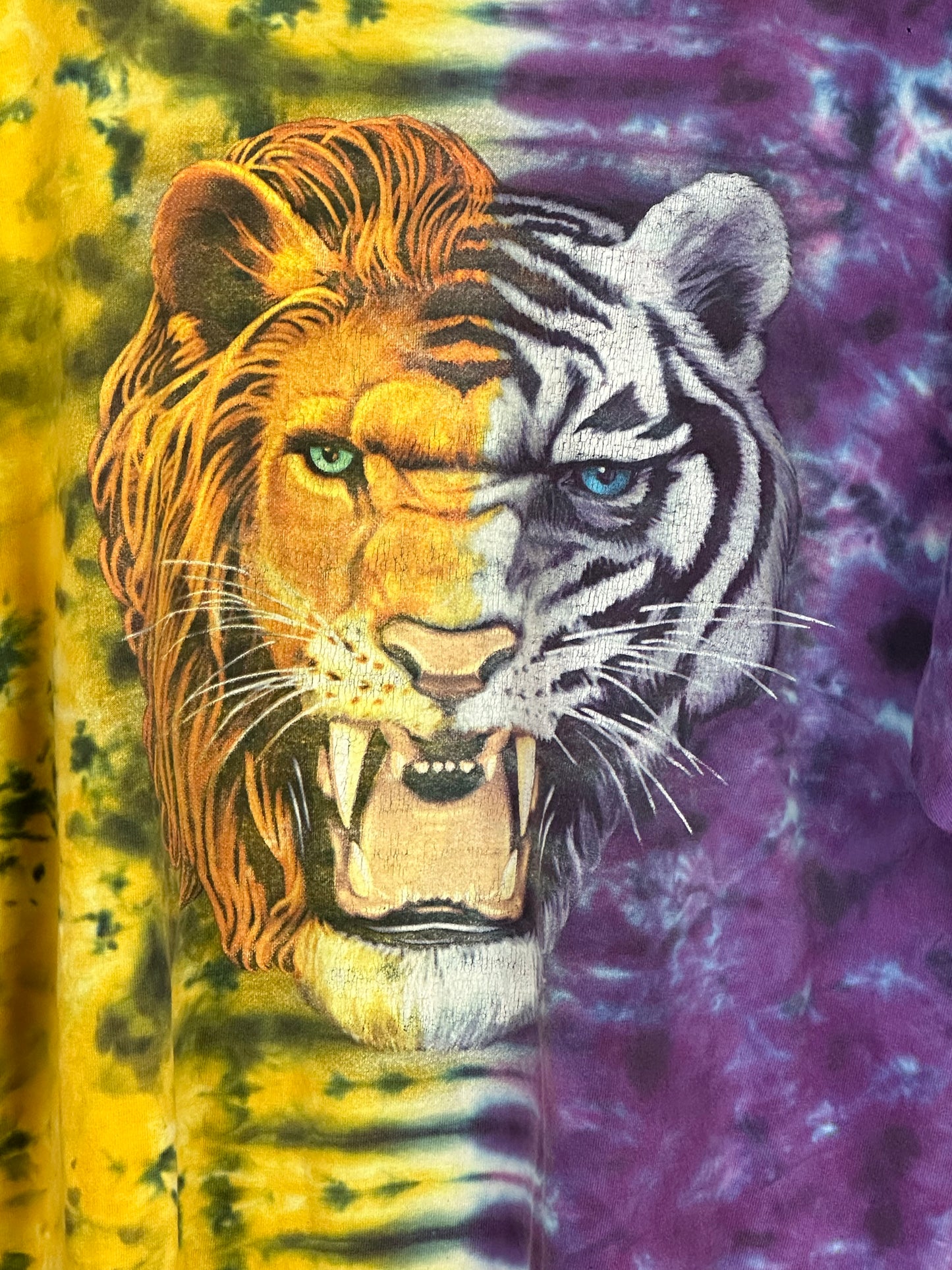 Vintage Busch Gardens Tye Die Half Tiger Half Lion Gwazi T-shirt - Double Extra Large