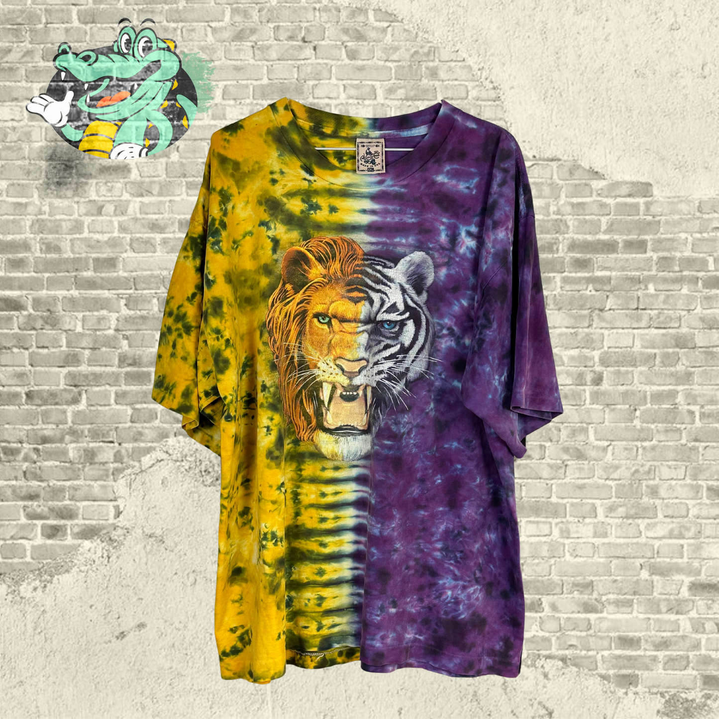 Vintage Busch Gardens Tye Die Half Tiger Half Lion Gwazi T-shirt - Double Extra Large