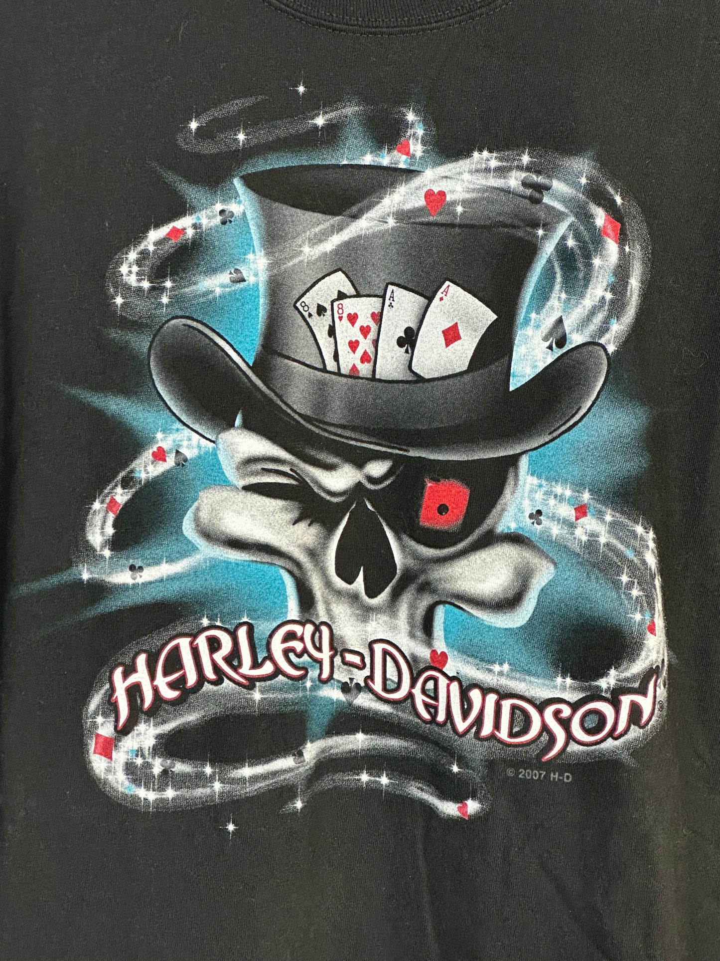 Vintage Harley Davidson Skull Magician El Paso Texas T-shirt - Large