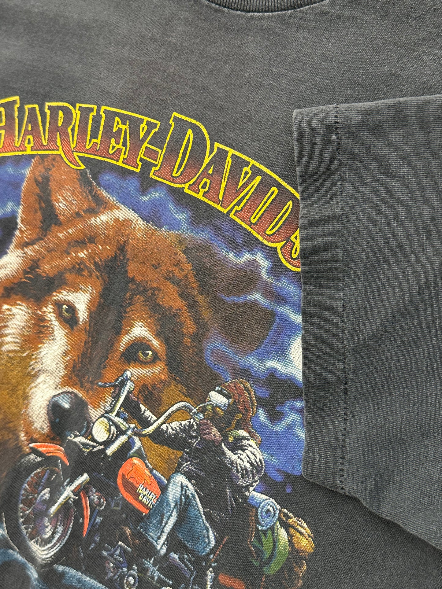 Vintage 1990s Harley Davidson Holoubek The Lone Wolf Massillon Ohio T-shirt - Small