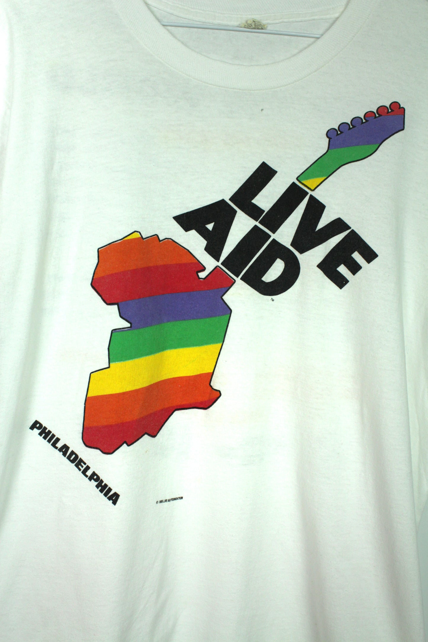 Vintage 80s Live Aid Concert Line-up T-shirt - Large (Small)