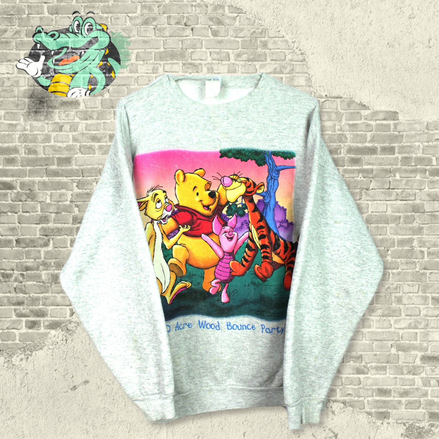 Vintage 90s Disney Pooh 100 Acres Bounce Party Crewneck - Large