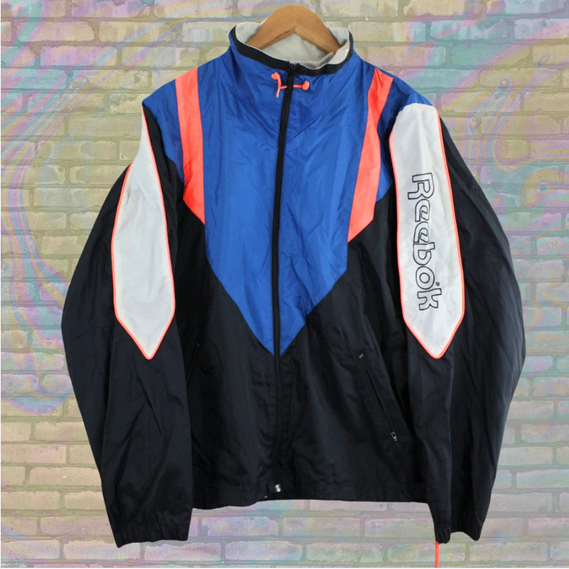 Vintage 1980s Reebok Tri-colored Windbreaker  - Medium