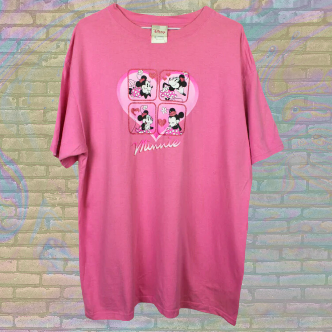 Vintage Disney Minnie Glitter Emotions T-shirt - Large