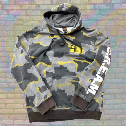 RARE Vintage Wutang Brand Limited C.R.E.A.M Camo Patterned Badge Embroidered 90s Vintage Unisex Large Hoodie Sweatshirt