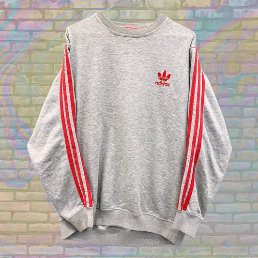 Vintage Adidas Grey & Pink Crewneck - Large