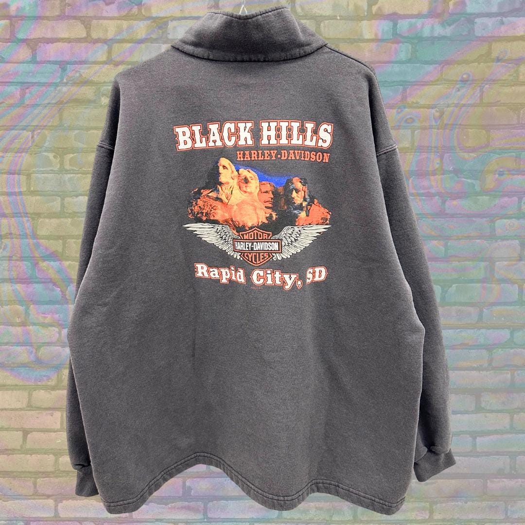 Vintage Harley-Davidson Black Hills Quarter Zip Y2K Sweatshirt Size 2XL