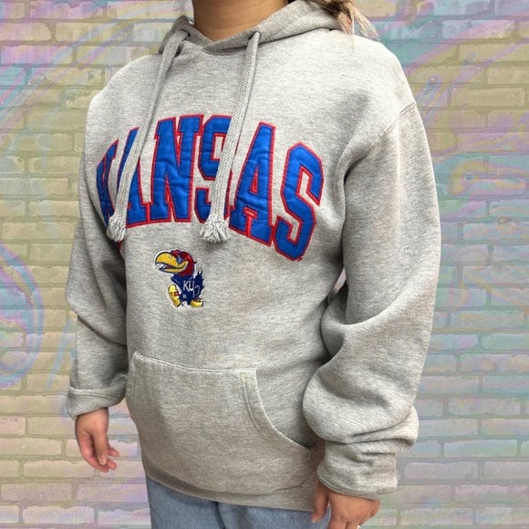 Vintage Y2K Kansas University Embroidered Logo and Mascot Hoodie