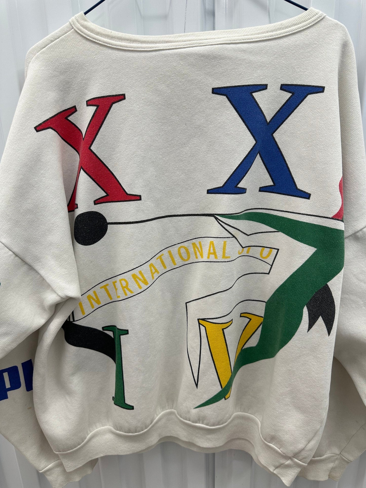 RARE Seoul 1987 Olympics PUMA Sports All Over Print Sweatshirt Size XL