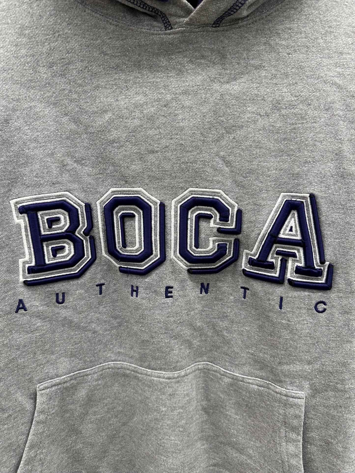 Vintage Boca Athletics Embossed Logo Oversized 90s Hoodie Size Small (Fits XL)