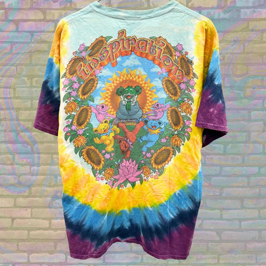 Vintage Liquid Blue Grateful Dead Inspiration Tie Dye Y2K  T-Shirt Size Large