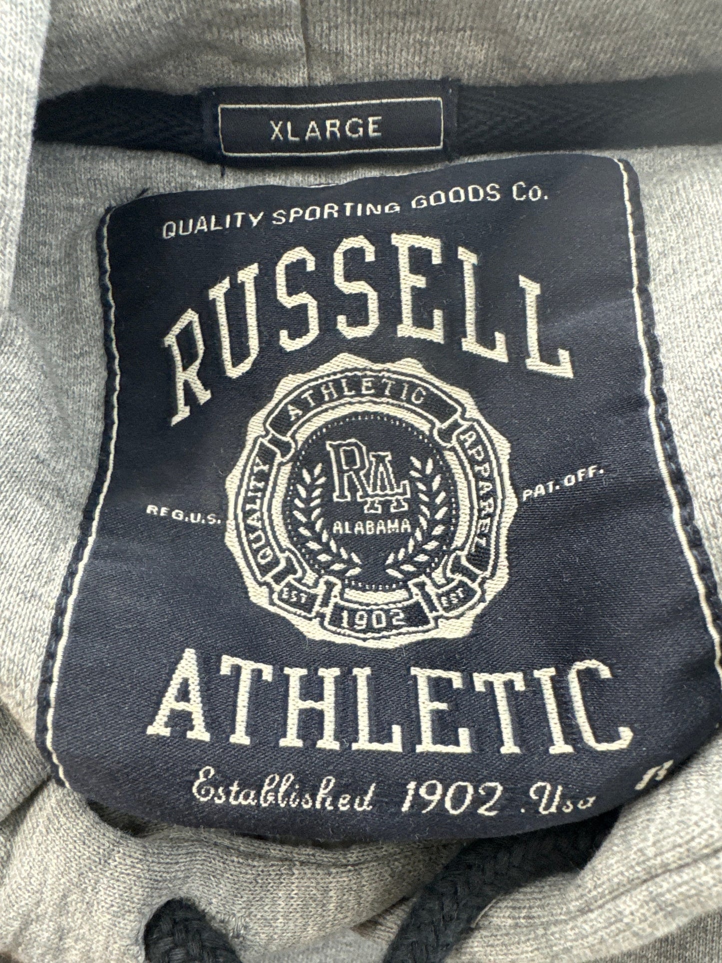 Russell Athletic Vintage Distressed Y2K Hooded Embroidered Classic Logo Sweatshirt