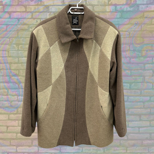 Vintage 80s Luba Paris Wool Colorblock Lined Zip Up Jacket