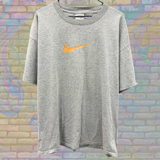 Vintage Y2K Nike Gold Swoosh Logo Tee Size XL