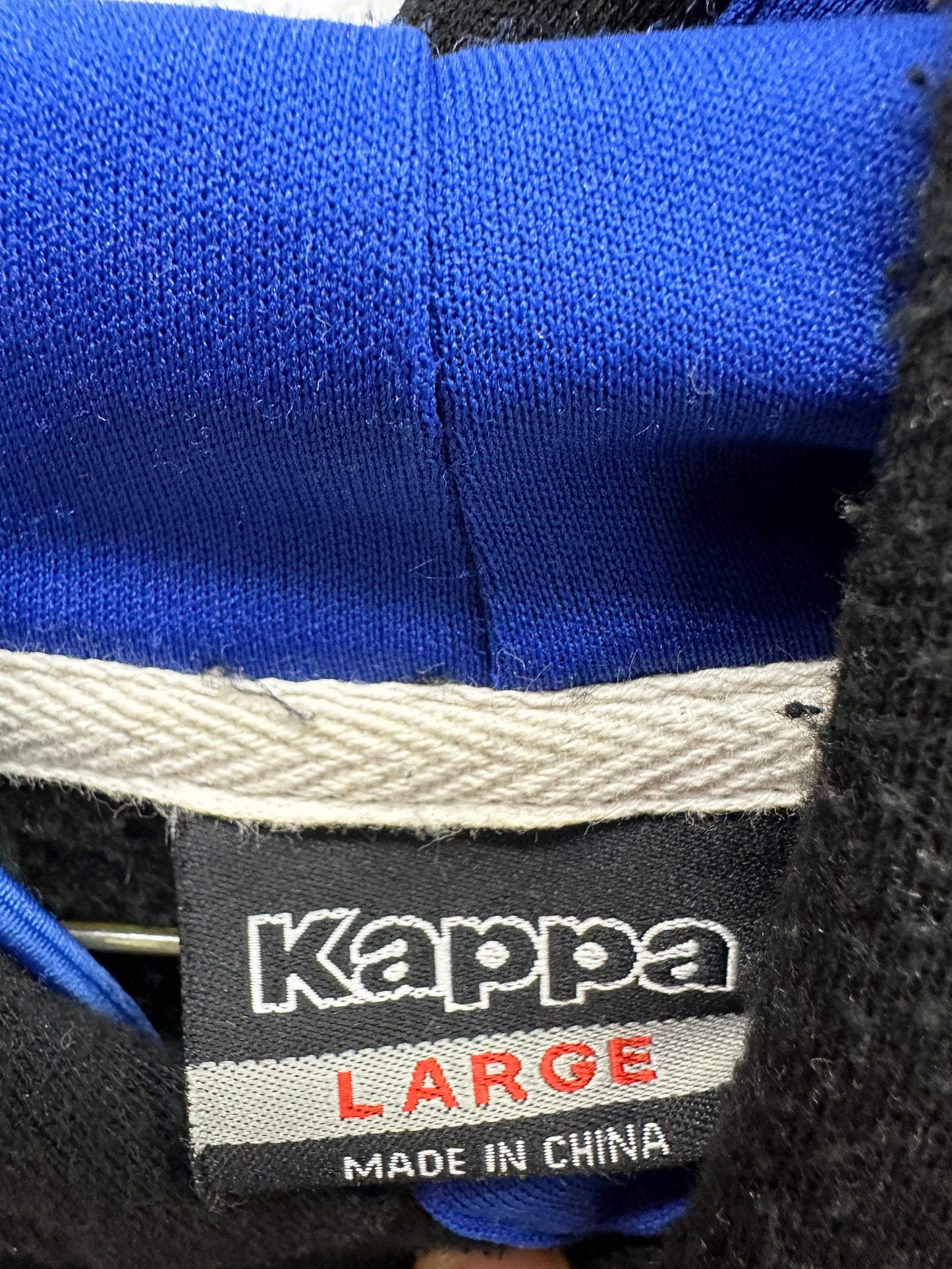 Retro Kappa Embroidered Small Logo Black & Blue Hoodie