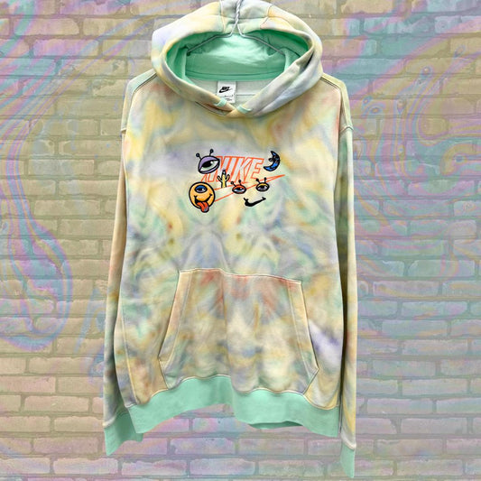 Retro Nike Air Brushed Tie-Dye Trippy Hoodie Size Large