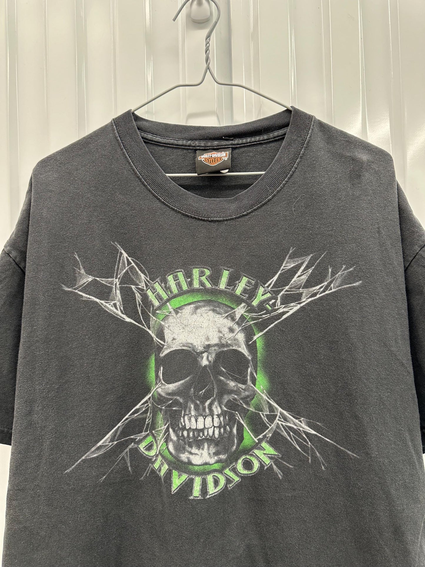 Vintage Harley-Davidson Skull Grunge Y2K Faded T-Shirt Size XL