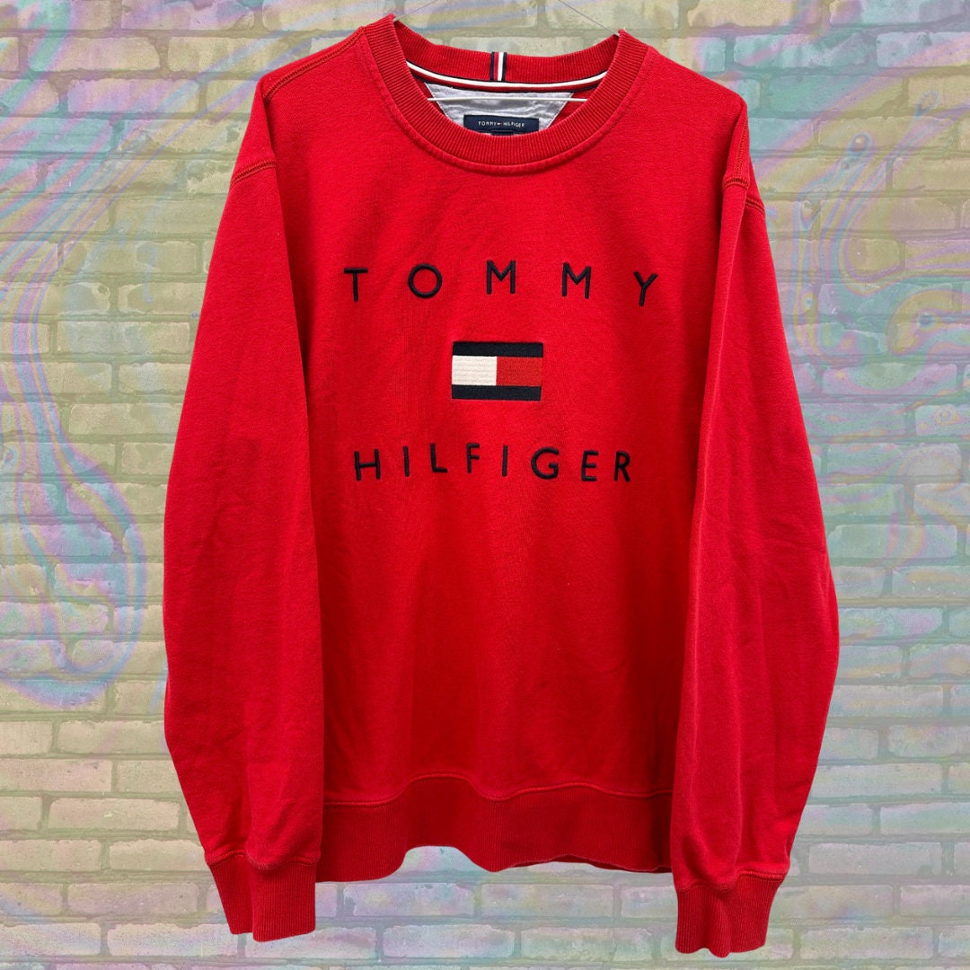 Vintage Y2K Tommy Hilfiger Big Embroidered Logo Classic Crewneck