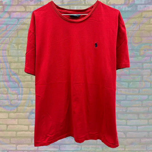 Vintage 90s Ralph Lauren Red Single Stitched T-Shirt Size Large