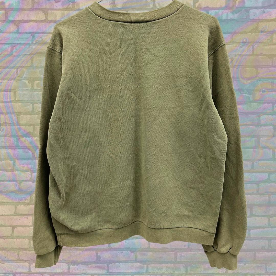 Vintage Nike Abstract Classic Logo Swoosh Olive Green Sweatshirt Made in USA Size XL