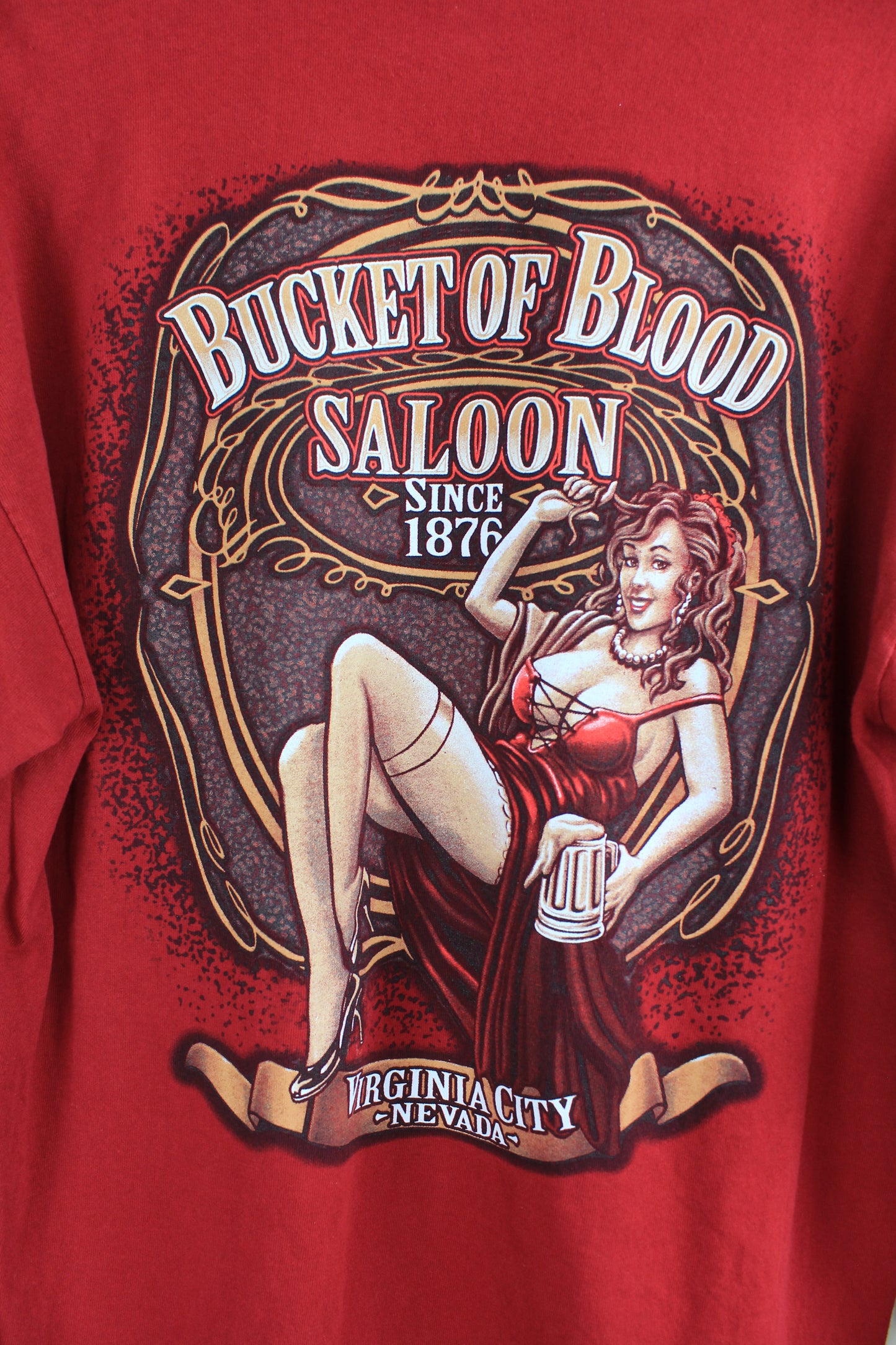 Retro Bucket of Blood Saloon Long Sleeve - Large